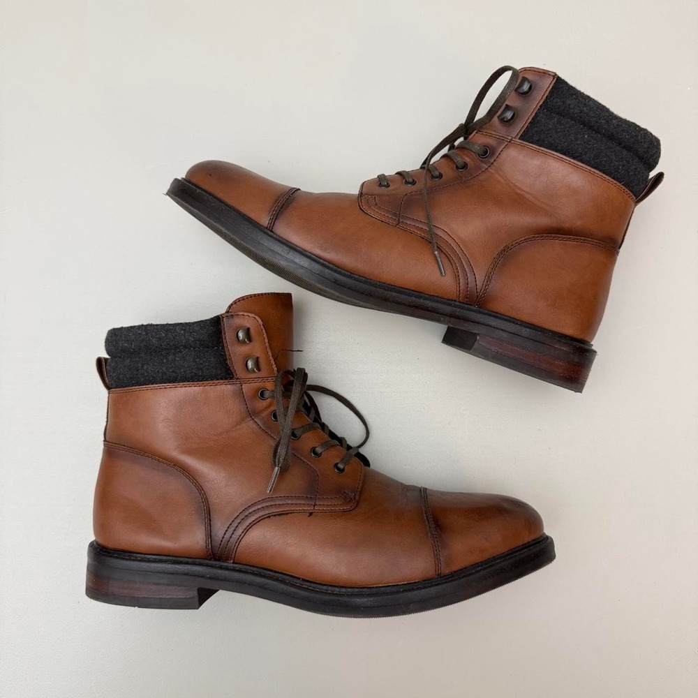 Zara Brown Leather Lace Up Ankle Boots Size: 43 converts to US men's 10